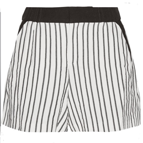 Maje Fer Crepe Trimmed Striped shorts black white stripes - Picture 4 of 16
